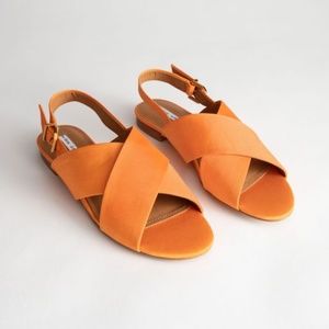 & Other Stories Orange Criss Cross Slingback Sandals - Leather